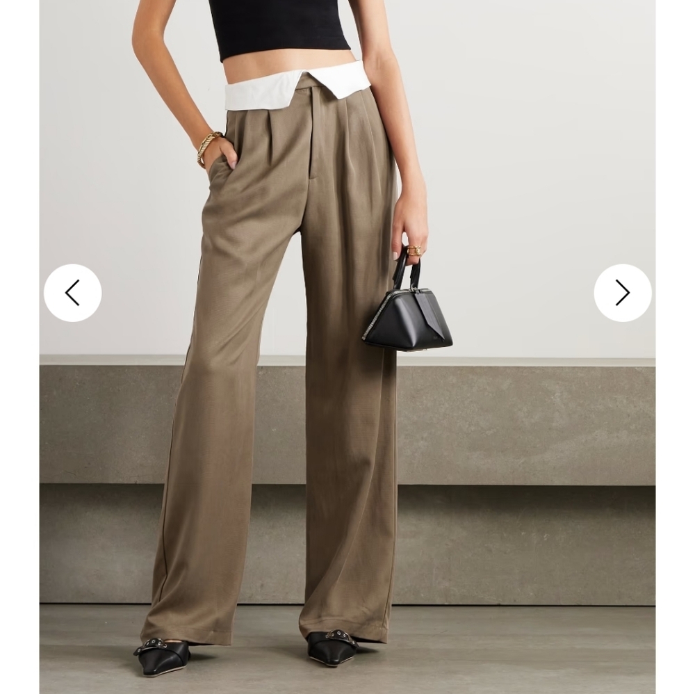 Reformation Stevie Pleated Tencel Lyocell Tan Wide Leg Pants 2P $440